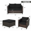 5 Pieces Patio Cushioned Rattan Furniture Set - Gallery View 63 of 71