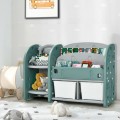 Kids Toy Storage Organizer with 2-Tier Bookshelf and Plastic Bins - Gallery View 1 of 12