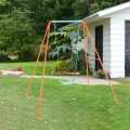 Outdoor Kids Swing Set with Heavy-Duty Metal A-Frame and Ground Stakes - Gallery View 1 of 24