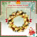 30-Inch Pre-lit Flocked Artificial Christmas Wreath with Mixed Decorations - Gallery View 4 of 11
