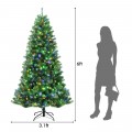 6/7/8 Feet Artificial Christmas Tree with Remote-controlled Color-changing LED Lights - Gallery View 4 of 38