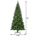 8 Feet Premium Hinged Artificial Christmas Tree Pine Needles - Gallery View 4 of 12