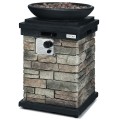 40000BTU Outdoor Propane Burning Fire Bowl Column Realistic Look Firepit Heater - Gallery View 3 of 27