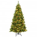 5/6/7 Feet Pre-lit Artificial Hinged Christmas Tree with LED Lights - Gallery View 28 of 30