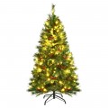 5/6/7 Feet Pre-lit Artificial Hinged Christmas Tree with LED Lights - Gallery View 8 of 30