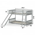 Twin Over Twin Bunk Wooden Low Bed with Slide Ladder for Kids - Gallery View 28 of 35