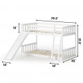 Twin Over Twin Bunk Wooden Low Bed with Slide Ladder for Kids - Gallery View 4 of 35