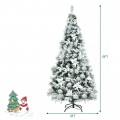 6 Feet Snow Flocked Hinged Christmas Tree with Berries and Poinsettia Flowers - Gallery View 4 of 9