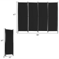 4-Panel Room Divider Folding Privacy Screen with Adjustable Foot Pads - Gallery View 4 of 34