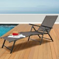 2 Pieces Patio Furniture Adjustable Pool Chaise Lounge Chair Outdoor Recliner - Gallery View 1 of 12