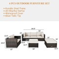 6 Pieces Patio Rattan Furniture Set with Sectional Cushion - Gallery View 54 of 62