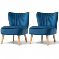 Modern Armless Velvet Accent Chair with Wood Legs - Gallery View 21 of 36