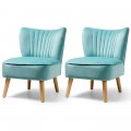 Modern Armless Velvet Accent Chair with Wood Legs - Gallery View 9 of 36