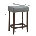 24 Inch 2 Pieces Nailhead Saddle Bar Stools with Fabric Seat and Wood Legs - Gallery View 19 of 22