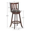 Set of 2 Wood Swivel Counter Height Dining Pub Bar Stools with PVC Cushioned Seat - Gallery View 14 of 20
