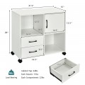 Mobile File Cabinet with Lateral Printer Stand and Storage Shelves