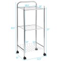 3 Tier Mesh Wire Organizers Rolling Utility Cart with Wheels for Bathroom - Gallery View 7 of 11