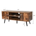 Industrial Retro TV Stand with Storage Cabinets and Open Shelf