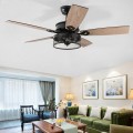  48 Inch Ceiling Fan with 5 Wooden Rustic Reversible Blades - Gallery View 1 of 12