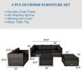 6 Pieces Patio Rattan Furniture Set with Sectional Cushion - Gallery View 42 of 62