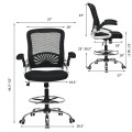 Adjustable Height Flip-Up Mesh Drafting Chair with Lumbar Support - Gallery View 4 of 12