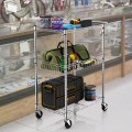 3-Tier Rolling Utility Cart with Handle Bar and Adjustable Shelves