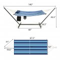 Hammock Chair Stand Set Cotton Swing with Pillow Cup Holder Indoor Outdoor - Gallery View 4 of 15