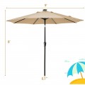 9 Feet Solar LED Market Umbrella with Aluminum Crank Tilt 16 Strip Lights - Gallery View 52 of 60