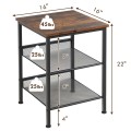 3-Tier Industrial End Table with Mesh Shelves and Adjustable Shelves - Gallery View 4 of 12