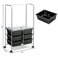 6 Drawer Rolling Storage Drawer Cart with Hanging Bar for Office School Home - Gallery View 41 of 48