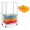 6 Drawer Rolling Storage Drawer Cart with Hanging Bar for Office School Home - Gallery View 16 of 48