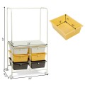 6 Drawer Rolling Storage Drawer Cart with Hanging Bar for Office School Home - Gallery View 5 of 48