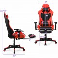 PU Leather Gaming Chair with USB Massage Lumbar Pillow and Footrest - Gallery View 40 of 44