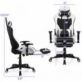 PU Leather Gaming Chair with USB Massage Lumbar Pillow and Footrest - Gallery View 30 of 44