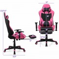 PU Leather Gaming Chair with USB Massage Lumbar Pillow and Footrest - Gallery View 16 of 44