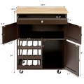 Kitchen Cart with Rubber Wood Top 3 Tier Wine Racks 2 Cabinets - Gallery View 16 of 24