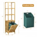 Bamboo Tower Hamper Organizer with 3-Tier Storage Shelves - Gallery View 4 of 11