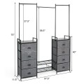 3-in-1 Portable Multifunctional  Dresser with 8 Fabric Drawers and Metal Rack