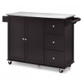 Kitchen Island 2-Door Storage Cabinet with Drawers and Stainless Steel Top - Gallery View 24 of 36
