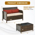 2 Pieces Cushioned Patio Rattan Furniture Set - Gallery View 4 of 12