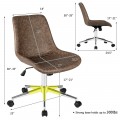 Leather Armless Adjustable Mid-Back Office Chair