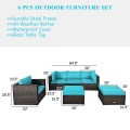 6 Pieces Patio Rattan Furniture Set with Sectional Cushion - Gallery View 30 of 62