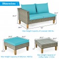 4PCS Patio Rattan Furniture Set Cushioned Loveseat - Gallery View 8 of 24