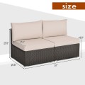 2 Pieces Patio Rattan Armless Sofa Set with 2 Cushions and 2 Pillows - Gallery View 4 of 58