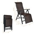 2 Pieces Patio Rattan Folding Lounge Chair - Gallery View 8 of 12