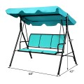 3 Person Patio Swing with Polyester Angle Adjustable Canopy and Steel Frame - Gallery View 27 of 35