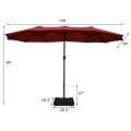 15 Feet Extra Large Patio Double Sided Umbrella with Crank and Base - Gallery View 40 of 48