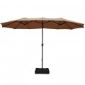 15 Feet Extra Large Patio Double Sided Umbrella with Crank and Base - Gallery View 15 of 48