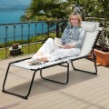 Folding Heightening Design Beach Lounge Chair with Pillow for Patio - Gallery View 6 of 22