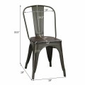4 Pieces Tolix Style Metal Dining Chairs with Stackable Wood Seat - Gallery View 8 of 23